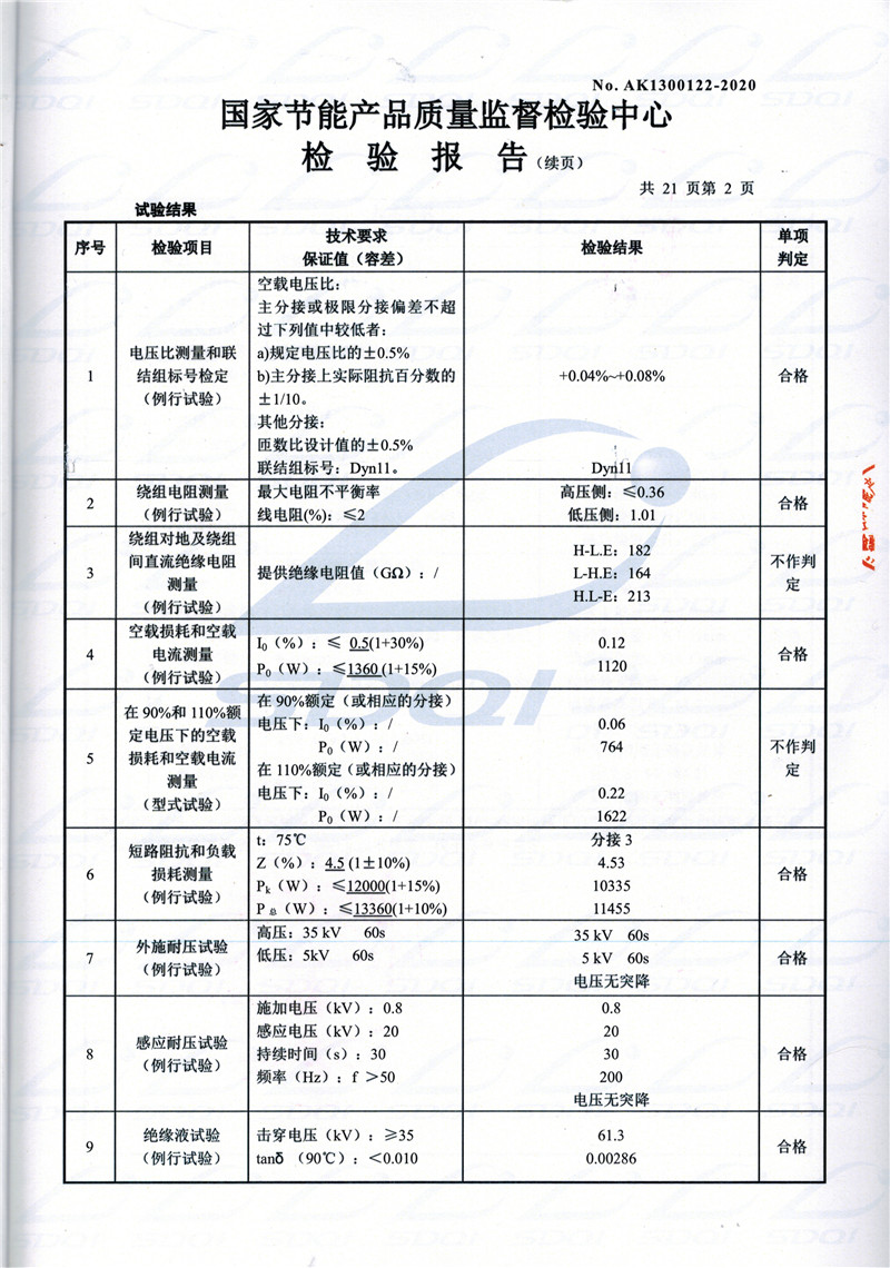 高低压试验报告-S11-1250谢通门谢通门谢通门油浸式变压器-2.jpg